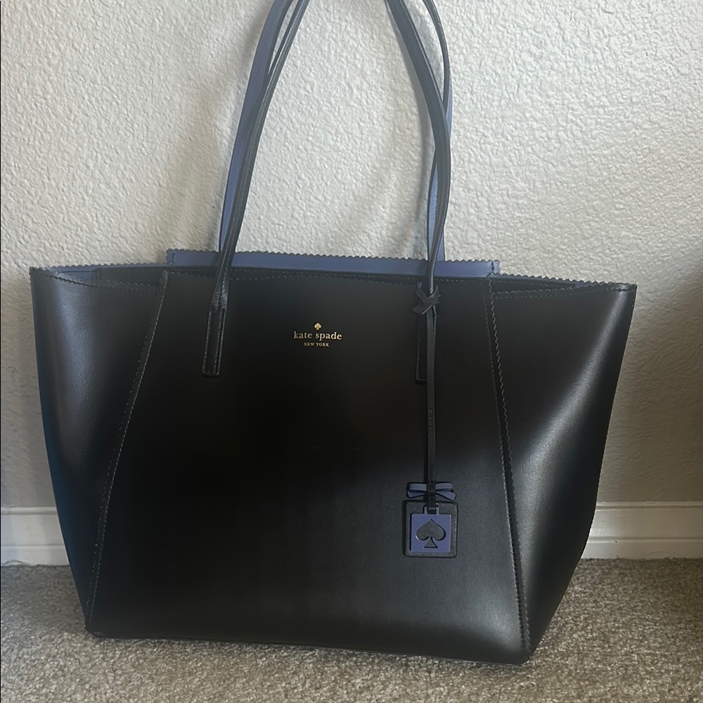 Kate Spade Black Leather Tote with Structured Silhouette